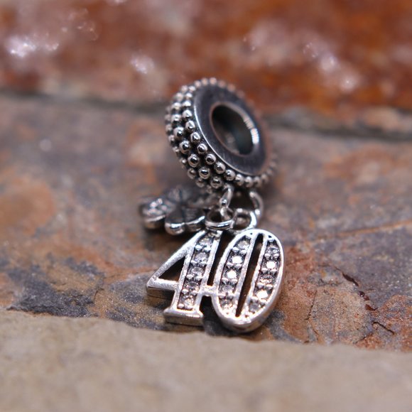 Happy 40th Birthday Dangle Bracelet Charm S925 Sterling Silver Fits Pandora - Picture 3 of 6